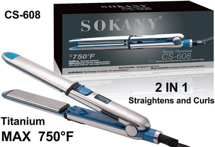 SOKANY Nano Titanium Hair Straightener - Up to 750 F, Dual Function
