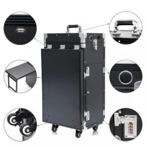 Foldable Salon Table Trolley w/USB Port Speaker and Led Light