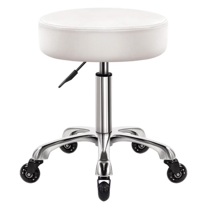 Adjustable Rolling Stool Black and White - Image 2