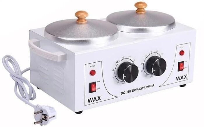 Double Wax Warmer Professional Electric Wax Heater Machine for Hair Removal, Dual Wax Pot Paraffin Facial Skin Body SPA Salon Equipment with Adjustable Temperature Set - 100 Wax Applicator Sticks