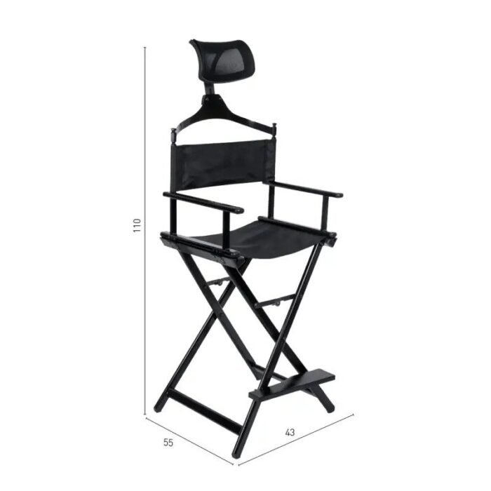 Make Up Chair w/Back Head Rest (55x42x116cm) Black - Image 2